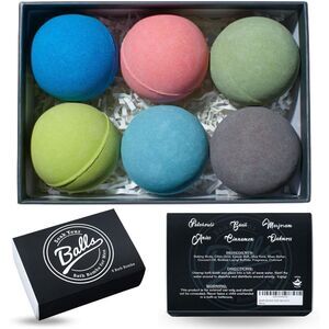 Men's Bath Bomb Set of 6 - Scented with Epsom Salt, Aloe Vera & Shea Butter. Pe
